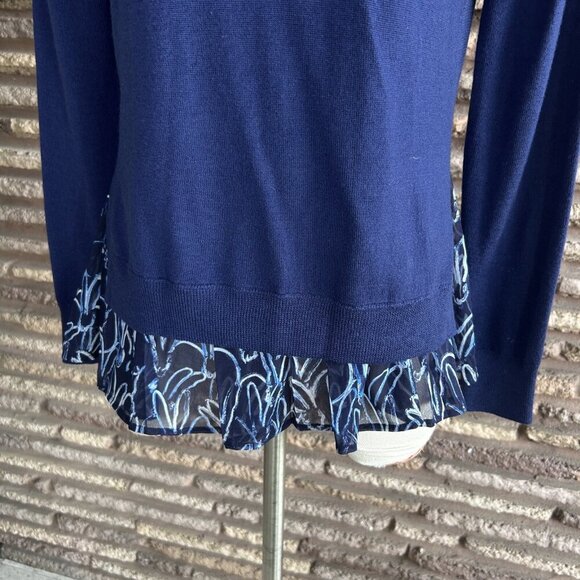 Grey Jason Wu Blue Crewneck Sweater Blouse Attached Size Small - Picture 4 of 9